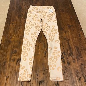 NWOT Spiritual Gangster Cream and Pink Foil Leopard Cheetah Leggings Size Small